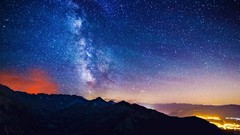 Landscapes sunset nature night Stars Mountains hills Milky Way 