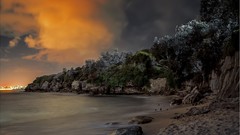 Landscapes sunset nature night water clouds ocean bay Beaches