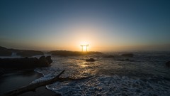 Landscapes sunset nature ocean arch Beaches sunlight