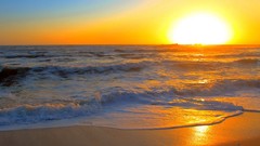 Landscapes sunset nature ocean coast Beaches waves Pacific