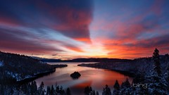 Landscapes sunset nature snow lakes forests