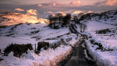 Landscapes sunset nature snow winter