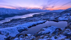 Landscapes sunset nature snow winter Mountains Norway
