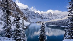 Landscapes sunset nature Trees grass snow winter sun Mountains 