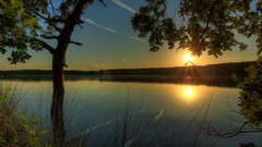 Landscapes sunset nature Trees lakes