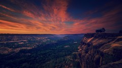 Landscapes sunset nature Trees Mountains clouds evening forests