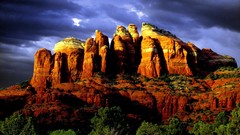 Landscapes sunset nature Trees Mountains clouds Green Arizona 