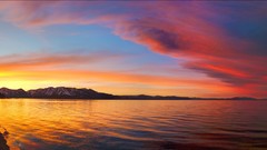 Landscapes sunset nature Trees Mountains clouds lakes