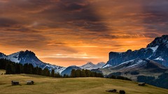 Landscapes sunset nature Trees Mountains hills Photo 