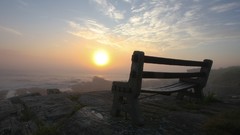 Landscapes sunset nature Trees rock black Mountains ice cloud 