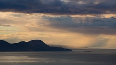 Landscapes sunset nature Trees rock black Mountains ice cloud 