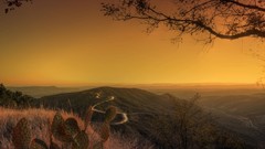 Landscapes sunset nature Trees rock black Mountains ice cloud 