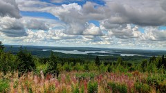 Landscapes sunset nature Trees rock black Mountains ice cloud 