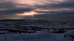 Landscapes sunset nature Trees snow Mountains evening north