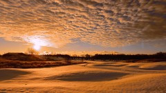 Landscapes sunset nature Trees snow winter clouds