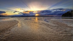 Landscapes sunset nature Trees water Mountains clouds Beaches 