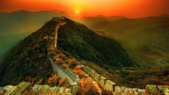 Landscapes sunset nature wall China Great Wall of China