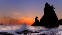 Landscapes sunset nature Washington Beaches national park