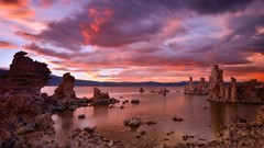 Landscapes sunset nature water clouds California rocks skies 