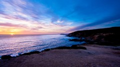 Landscapes sunset nature water clouds ocean coast Beaches 