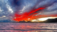 Landscapes sunset nature water clouds ocean red skies