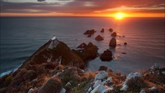 Landscapes sunset nature water clouds ocean rocks cliff