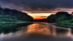 Landscapes sunset nature water clouds reflections rivers forests