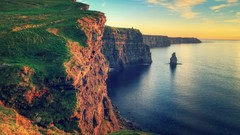 Landscapes sunset nature water Ireland rocks cliffs of moher 
