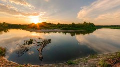 Landscapes sunset nature water Russia forests