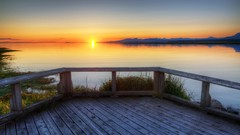 Landscapes sunset nature water Wood lakes