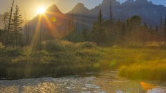 Landscapes sunset nature Wyoming national park ponds grand 