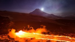 Landscapes sunset night Mountains Volcanoes lava Russia MAGMA