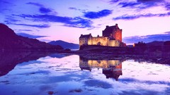 Landscapes sunset night water lakes Castles skyscapes eilean 
