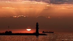 Landscapes sunset ocean lighthouses