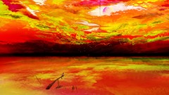 Landscapes sunset ocean moon Anime anime girls