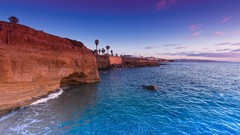 Landscapes sunset palm nature sky ocean House cliff