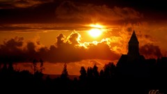 Landscapes sunset red silhouettes