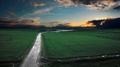 Landscapes sunset roads fields Armenia