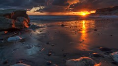 Landscapes sunset sand nature ocean