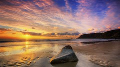 Landscapes sunset sand Sea nature clouds Beaches skyscapes