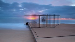 Landscapes sunset sand Sea sun clouds ocean coast calm evening 