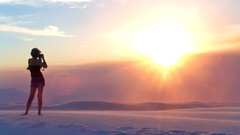 Landscapes sunset sand woman footprint