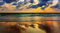 Landscapes sunset Sea Beaches