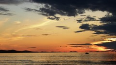 Landscapes sunset Sea clouds skies