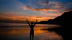 Landscapes sunset Sea freedom nature Beaches