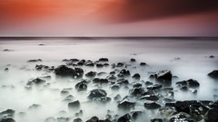 Landscapes sunset Sea nature cloud skies