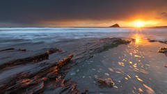 Landscapes sunset Sea nature cloud skies