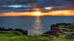 Landscapes sunset Sea nature clouds