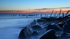 Landscapes sunset Sea nature clouds coast rocks skyscapes