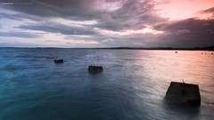 Landscapes sunset Sea nature clouds ocean land skyscapes